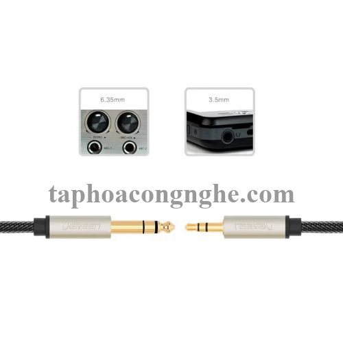 Ugreen 40801 0.5M màu Đen Cáp âm thanh 3.5mm sang 6.5mm cao cấp AV127 30040801